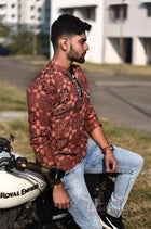 Handloom Brown Ajrakh Shirts For Men - Uttariya