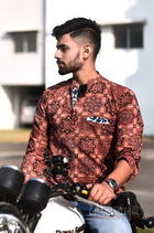 Handloom Brown Ajrakh Shirts For Men - Uttariya
