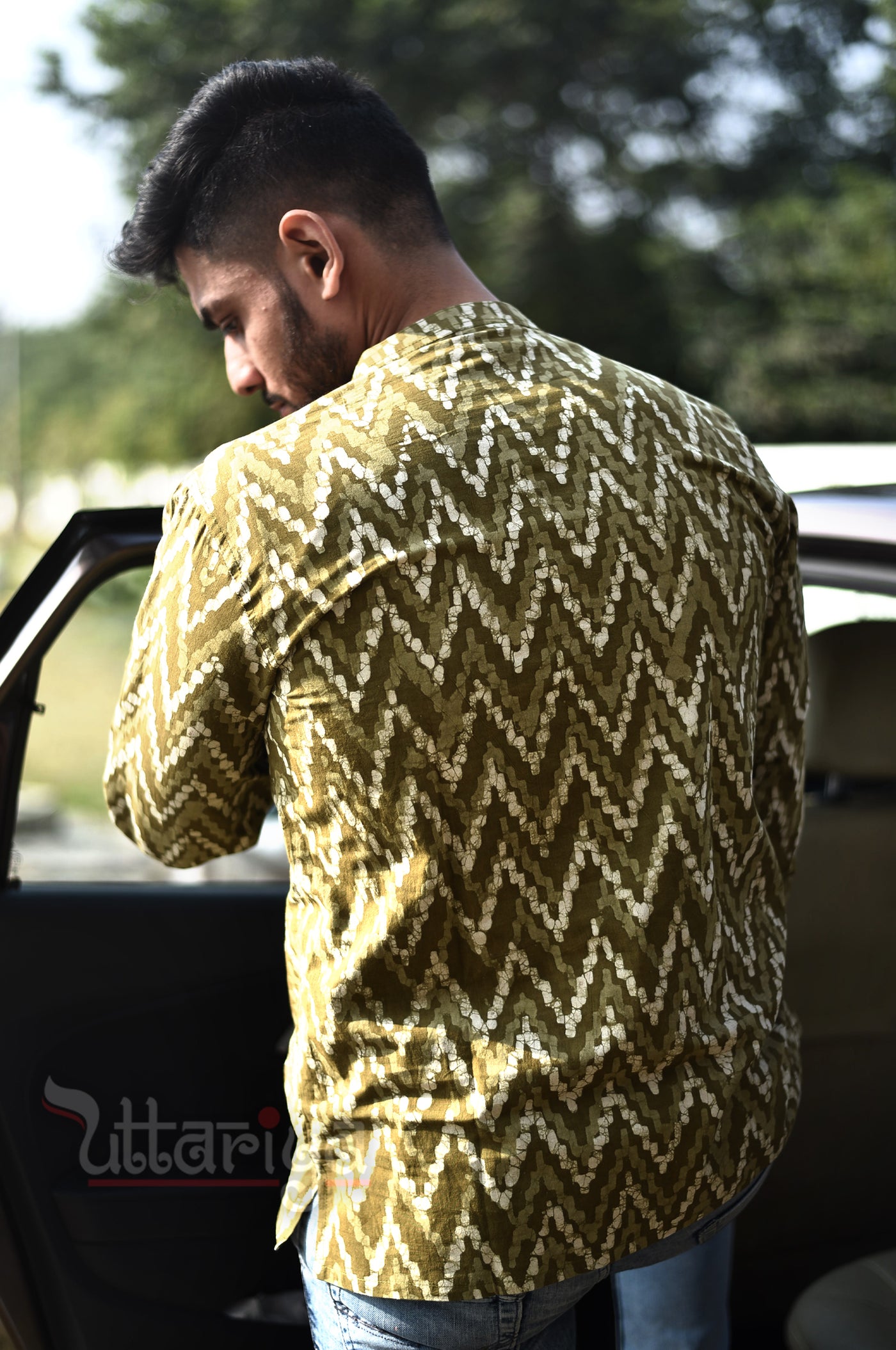 Handloom Green Shirts For Men - Uttariya