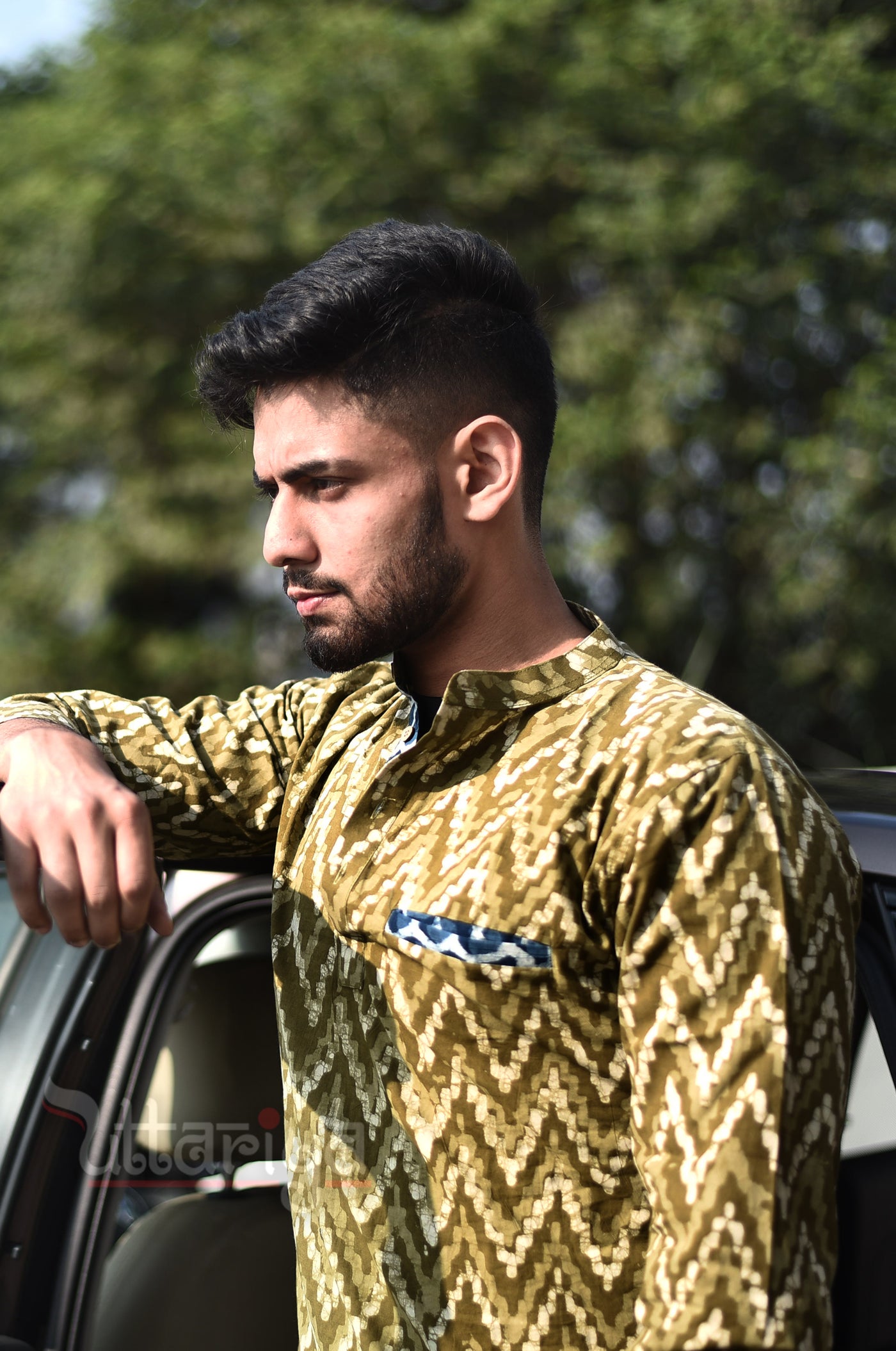 Handloom Green Shirts For Men - Uttariya