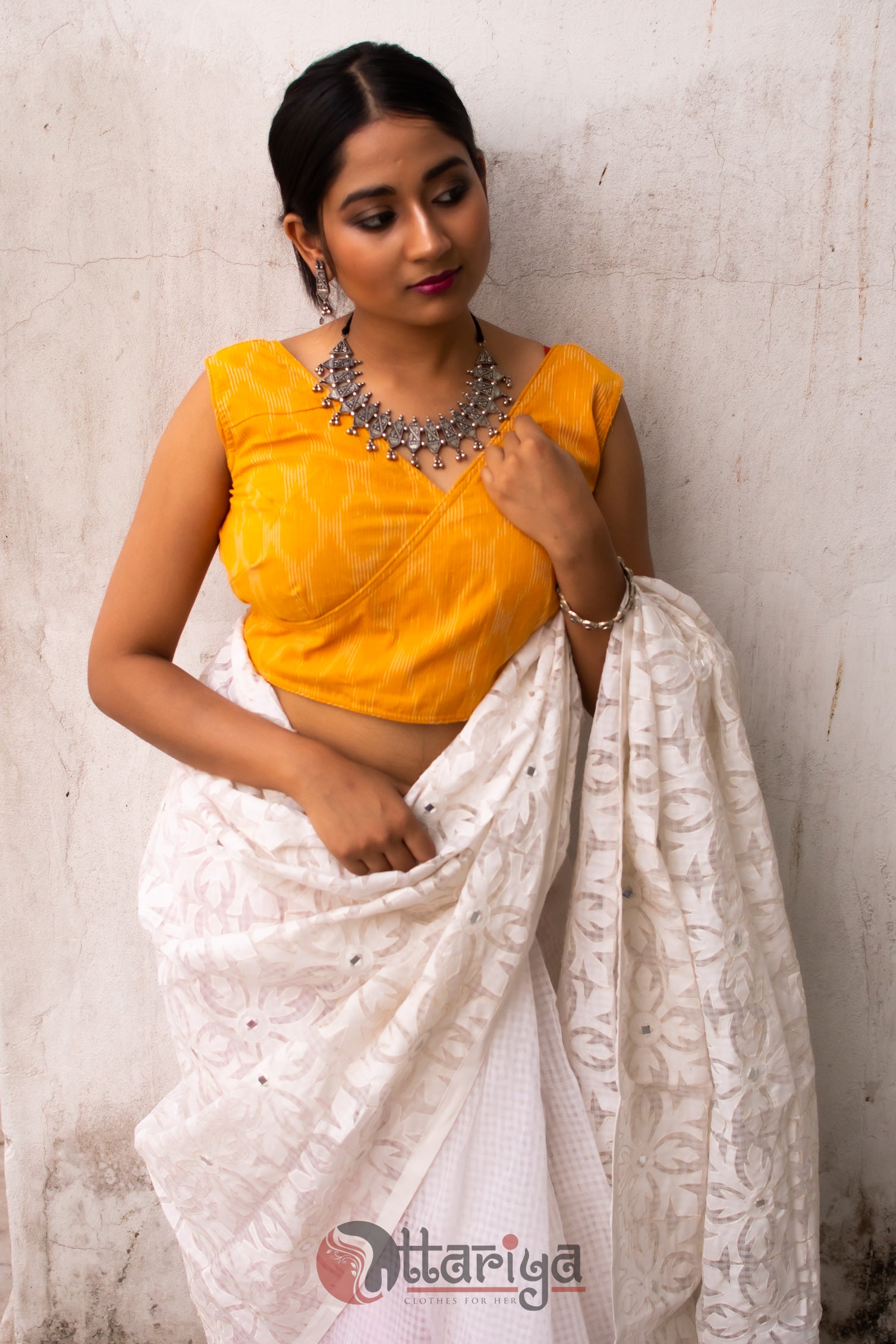 Yellow Ikkat Blouse - Uttariya