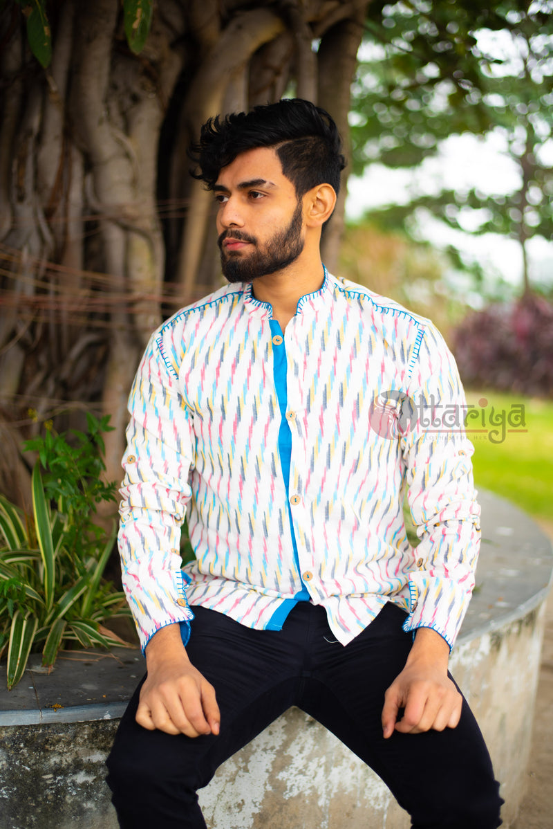 White Handloom Cotton Shirt - Uttariya
