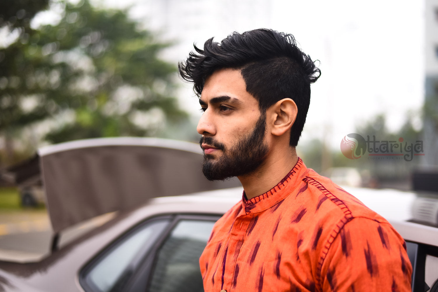 Orange Handloom Cotton Shirt - Uttariya