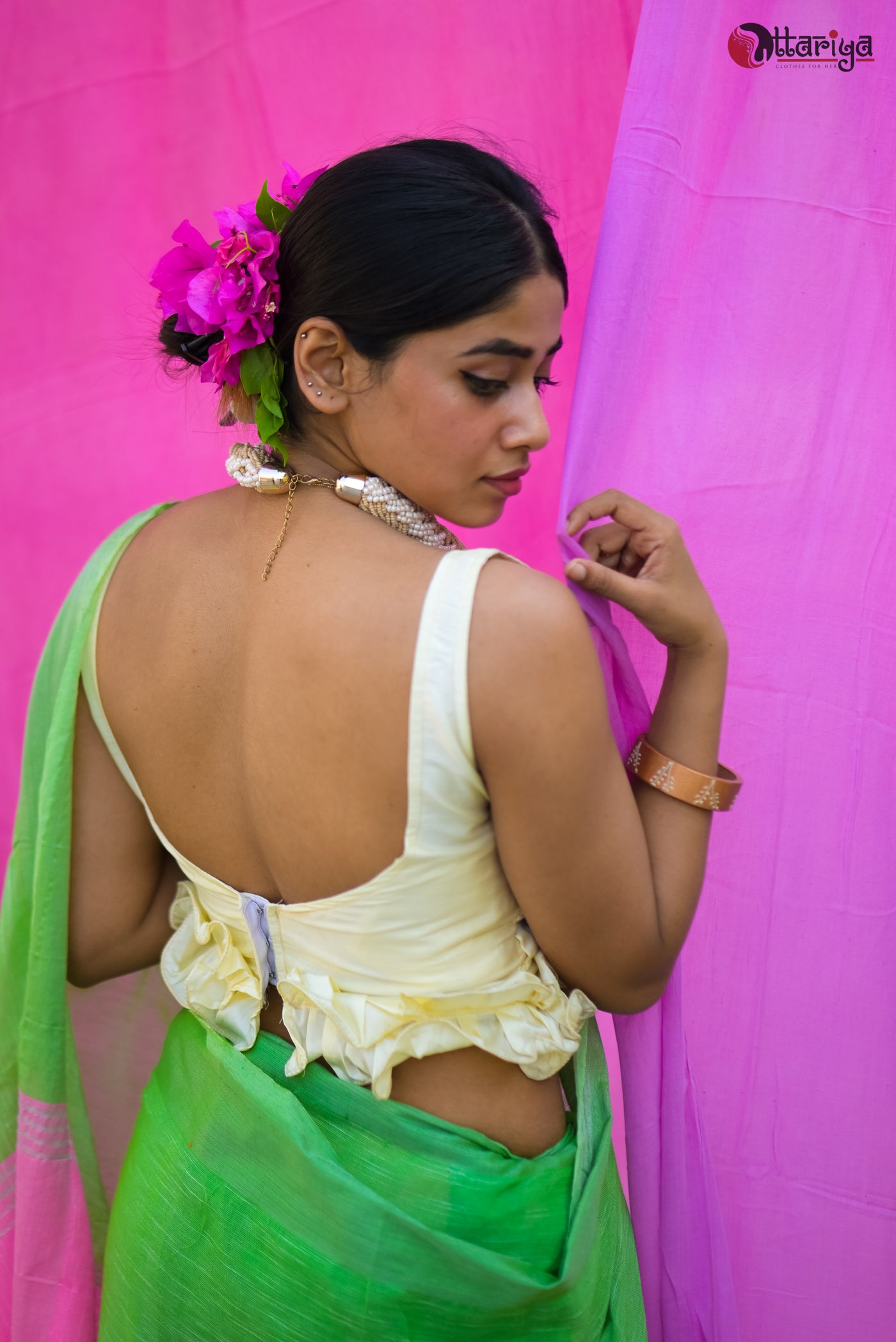White Ruffle Blouse - Uttariya