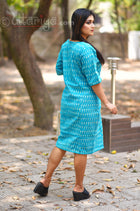 Ikkat dress in sea blue - Uttariya