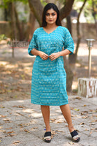 Ikkat dress in sea blue - Uttariya