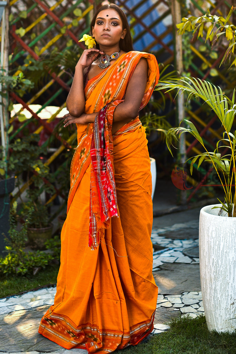 Holud  Abha Ikkat Saree - Uttariya