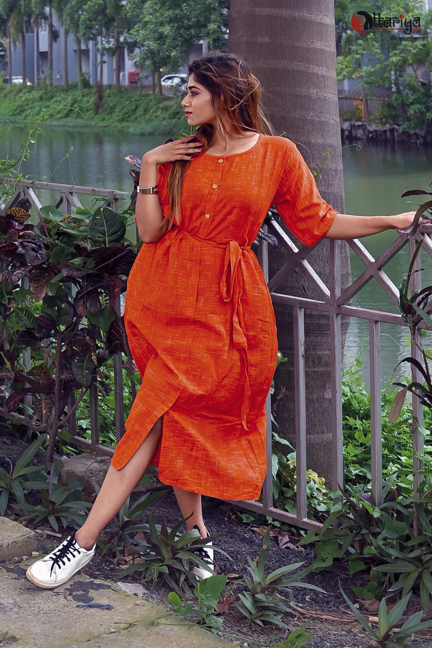 khaadi orange dress Lawn Dress by Khaadi Model # L 59