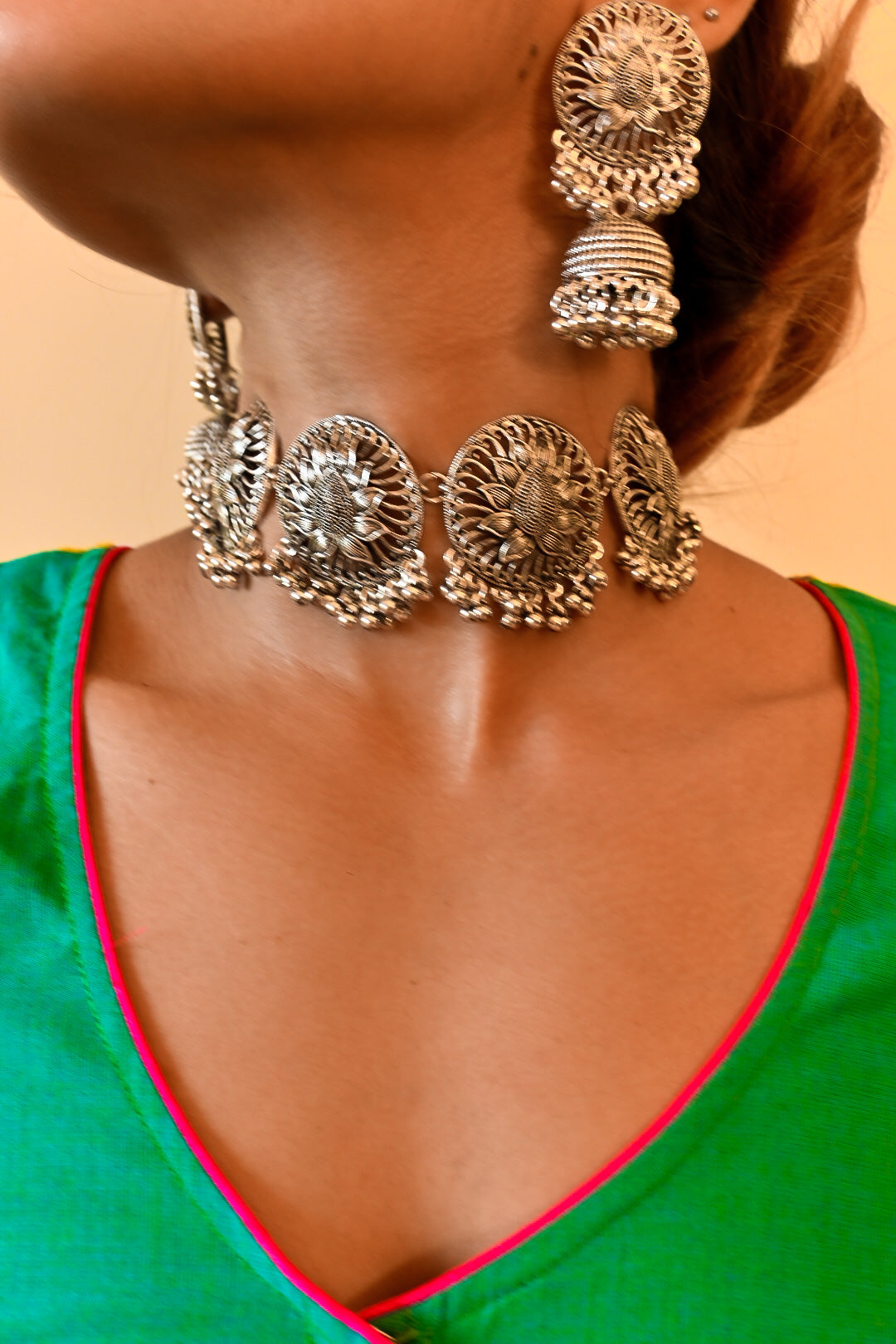 Oxidised designer Jewel Set - Uttariya
