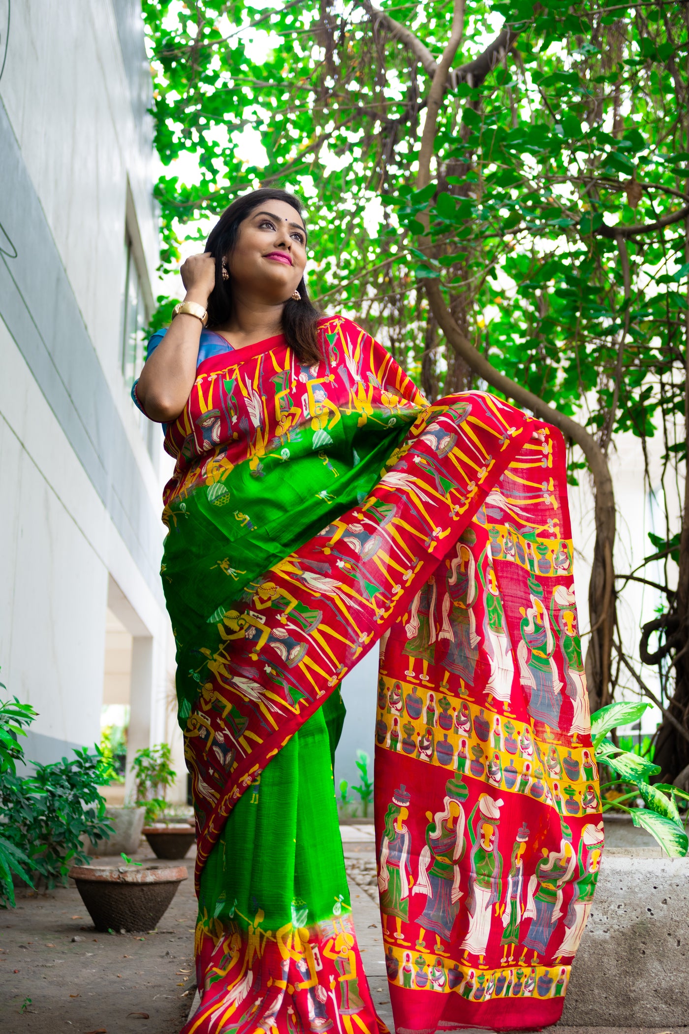Madhabi dance pure mulberry silk saree - Uttariya