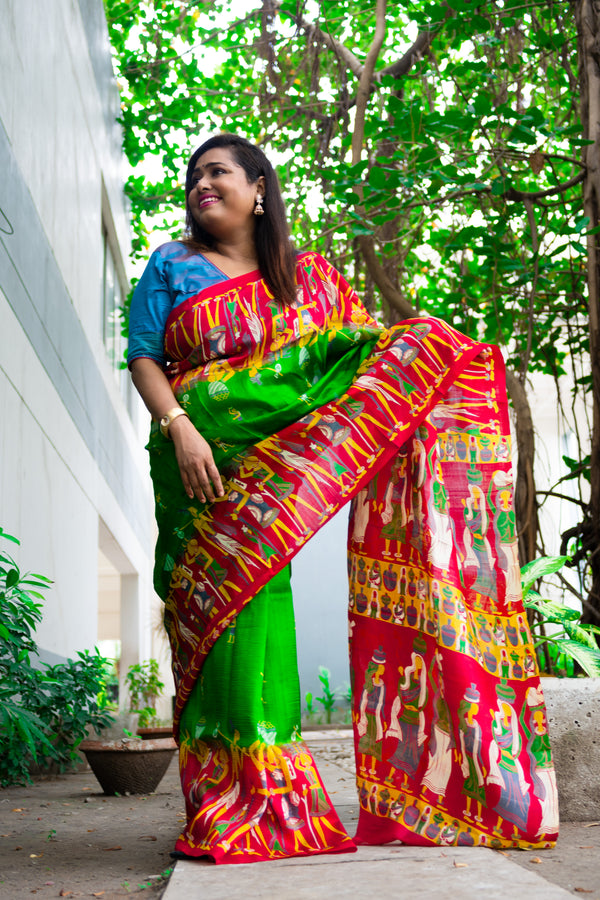 Madhabi dance pure mulberry silk saree - Uttariya