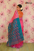 Pinky pure maslin jamdani saree - Uttariya