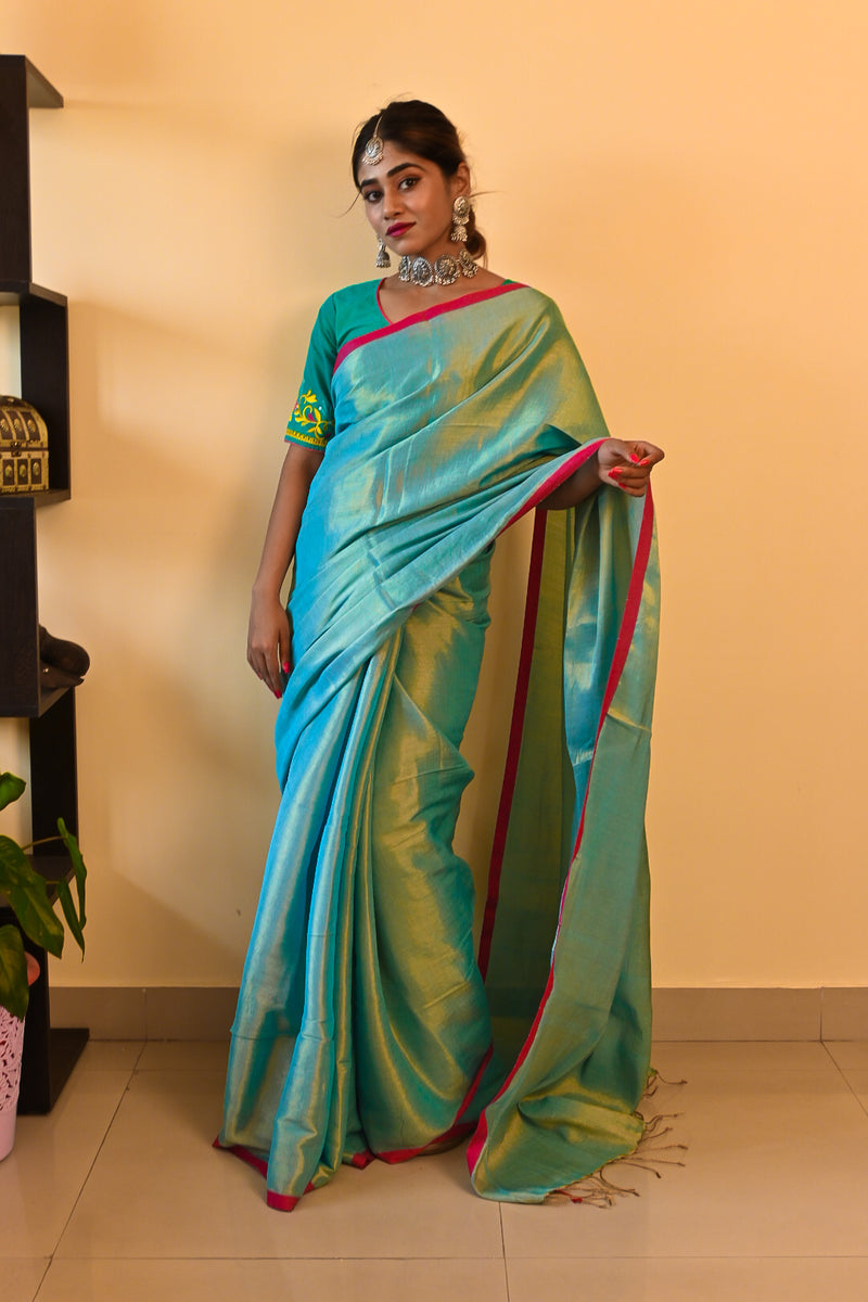 Mulberry saree in sea shore