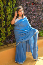 Slate blue handspun saree - Uttariya
