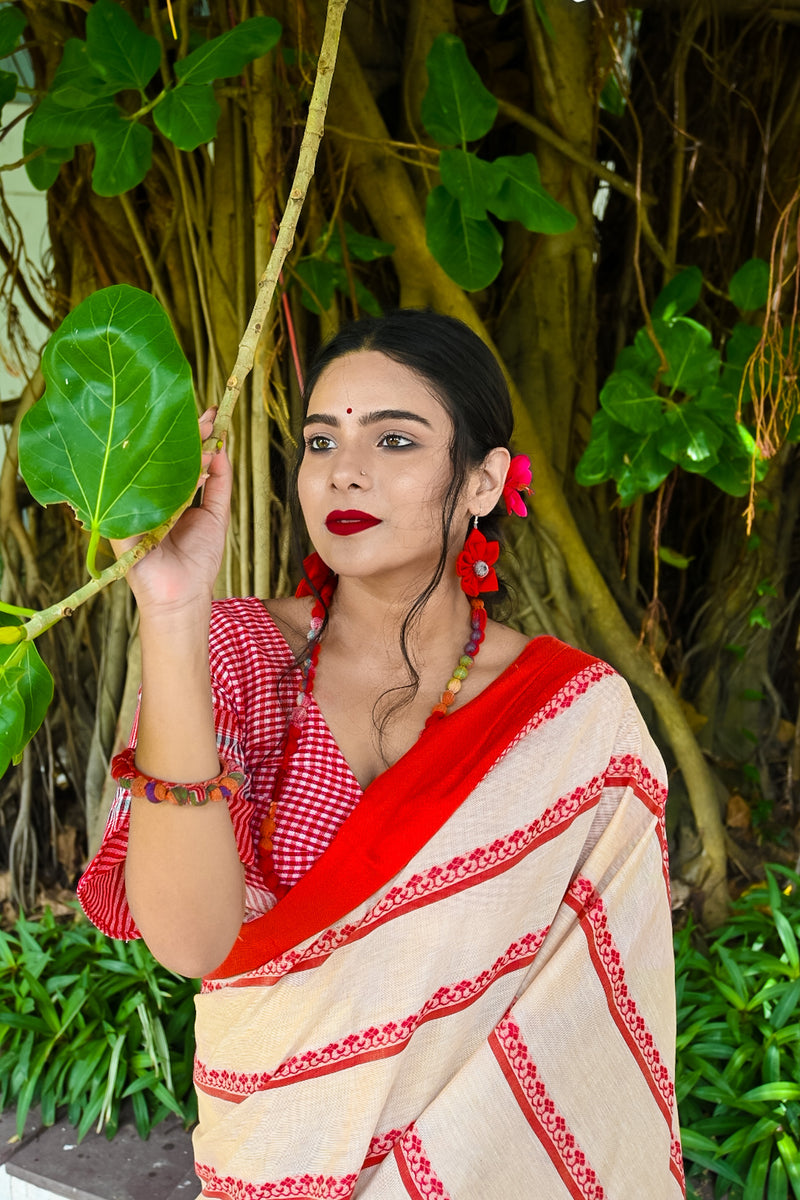 Buy Uk Next Dayred Green Yellow Gamcha Saree Cotton Designer Online in  India - Etsy