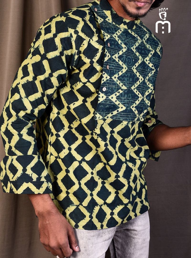 Jungle Green Indigo kurta - Uttariya
