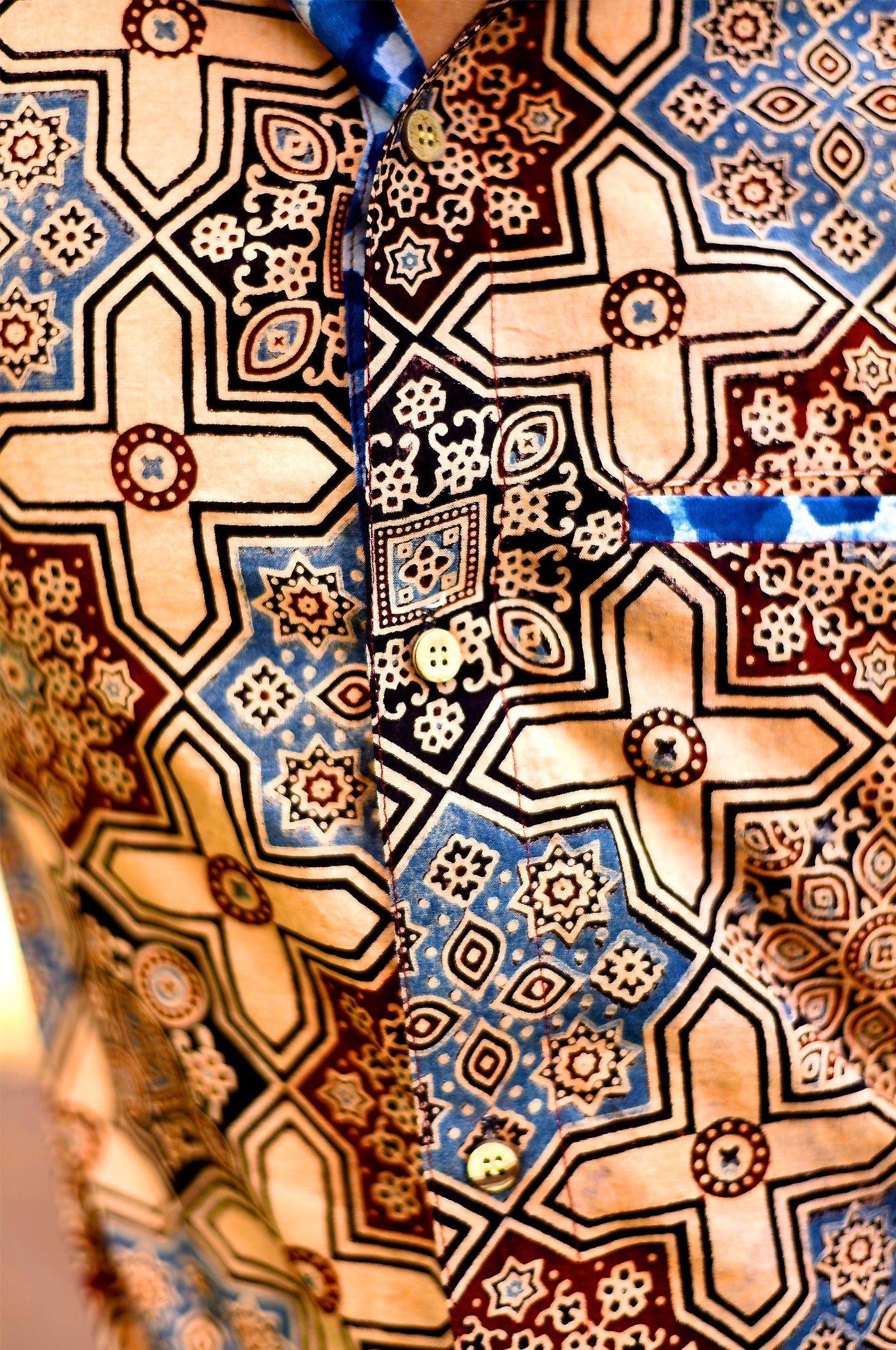 Cream AJrakh Shirt - Uttariya